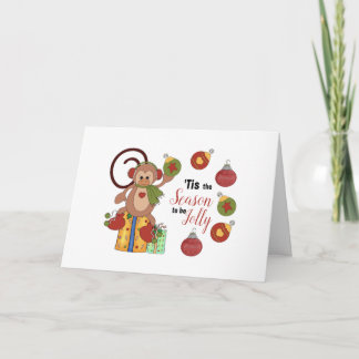 Monkey Christmas Folded Greeting Card