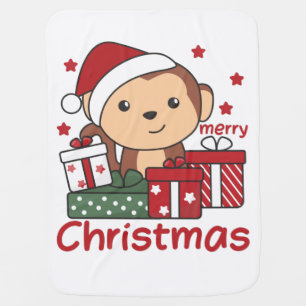 Monkey Christmas Gift Winter Animals Monkeys Baby Blanket