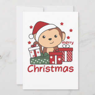 Monkey Christmas Gift Winter Animals Monkeys Holiday Card