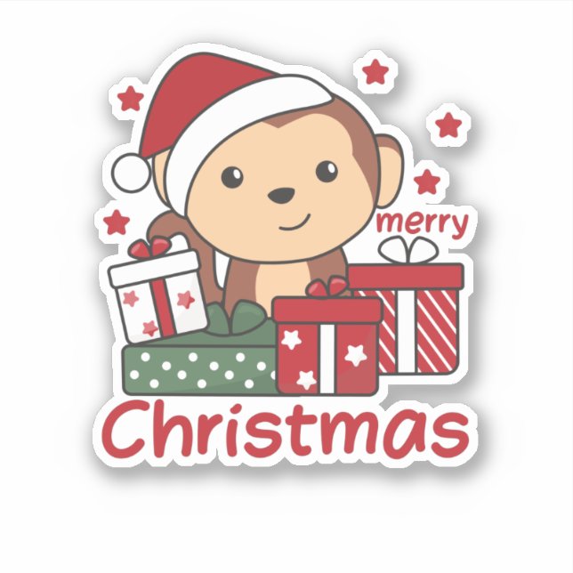 Monkey Christmas Gift Winter Animals Monkeys Sticker (Front)