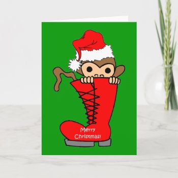 Monkey Christmas Holiday Card by holidaysboutique at Zazzle