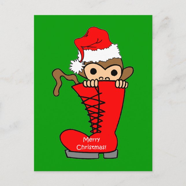 monkey Christmas Holiday Postcard (Front)