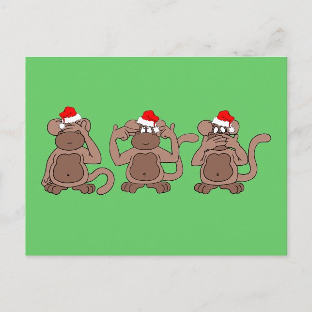 monkey Christmas Holiday Postcard (Front)