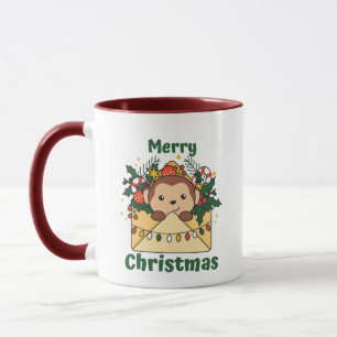 Monkey Christmas Letter Winter Animals Monkeys Mug