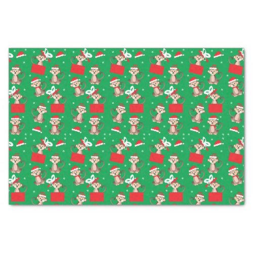 Monkey Christmas Present Pattern Santa Elf Hat Tissue Paper