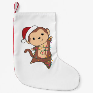 Monkey Christmas Snow Winter Animals Monkeys Adult Small Christmas Stocking
