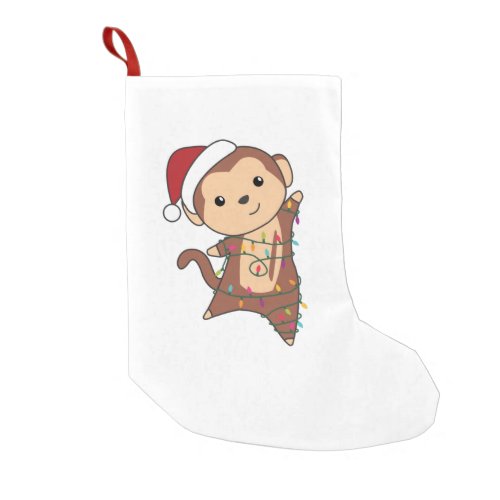 Monkey Christmas Snow Winter Animals Monkeys Adult Small Christmas Stocking