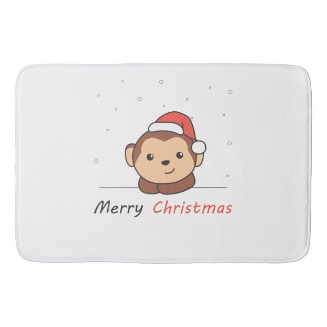 Monkey Christmas Snow Winter Animals Monkeys Bath Mat (Front)