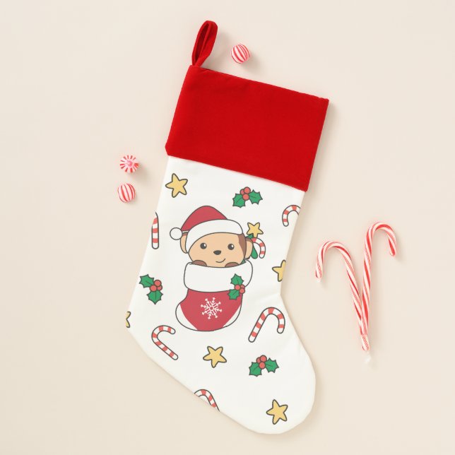 Monkey Christmas Snow Winter Animals Monkeys Christmas Stocking (Front)