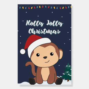 Monkey Christmas Snow Winter Animals Monkeys Foam  Board