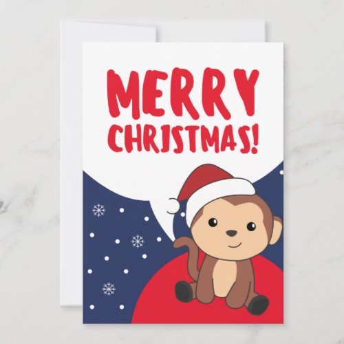 Monkey Christmas Snow Winter Animals Monkeys Holid Holiday Card