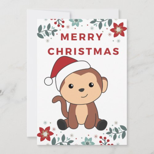 Monkey Christmas Snow Winter Animals Monkeys Holid Holiday Card