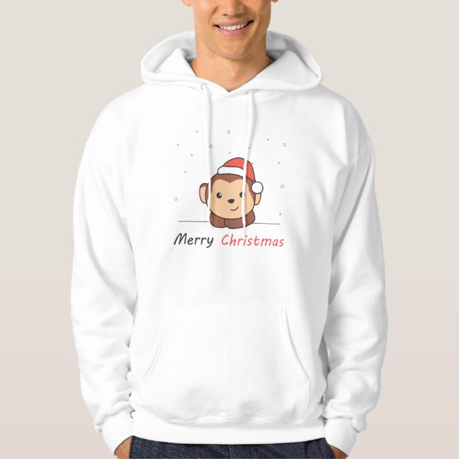 Monkey Christmas Snow Winter Animals Monkeys Hoodie (Front)