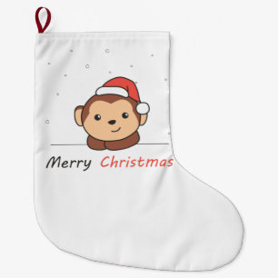 Monkey Christmas Snow Winter Animals Monkeys Large Christmas Stocking