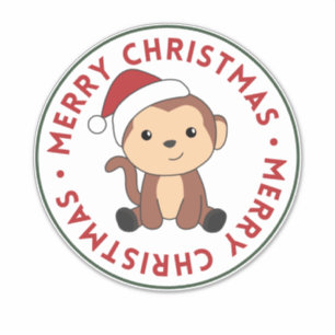 Monkey Christmas Snow Winter Animals Monkeys Stick Sticker