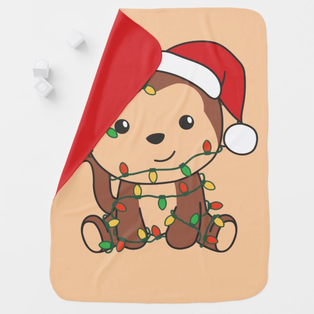 Monkey Christmas Winter Animals Monkeys Baby Blank Blanket (In Situ)