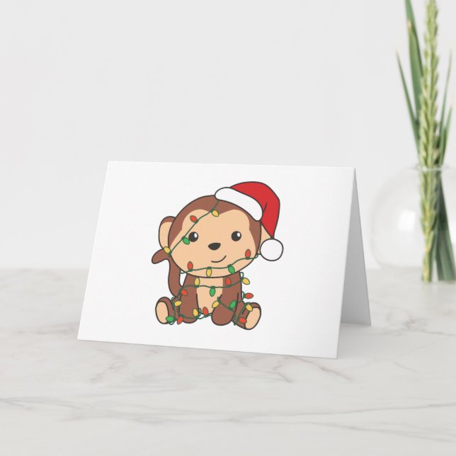 Monkey Christmas Winter Animals Monkeys Holiday Card (Front)
