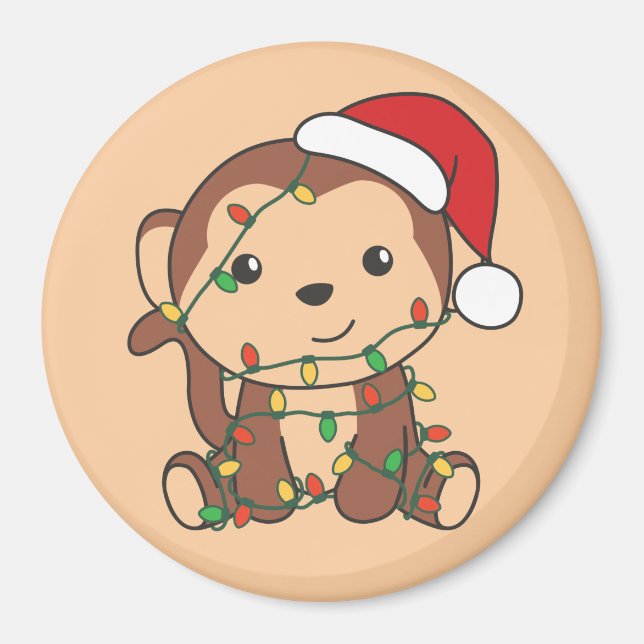 Monkey Christmas Winter Animals Monkeys Magnet (Front)