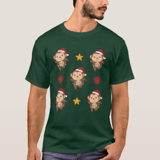 Monkey Christmas Winter Animals Monkeys retro T-Shirt