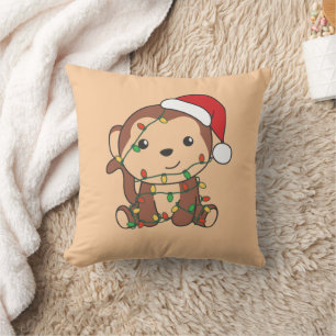 Monkey Christmas Winter Animals Monkeys Throw Pill Pillow