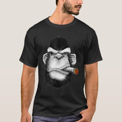 Monkey Cigar Gorilla Smoking Cigarette T_Shirt
