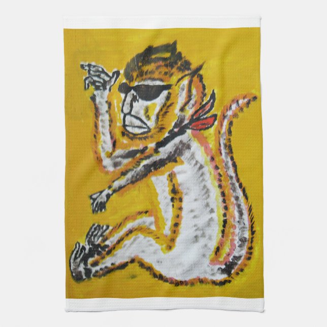 Monkey Circus Art Kitchen Towel (Vertical)