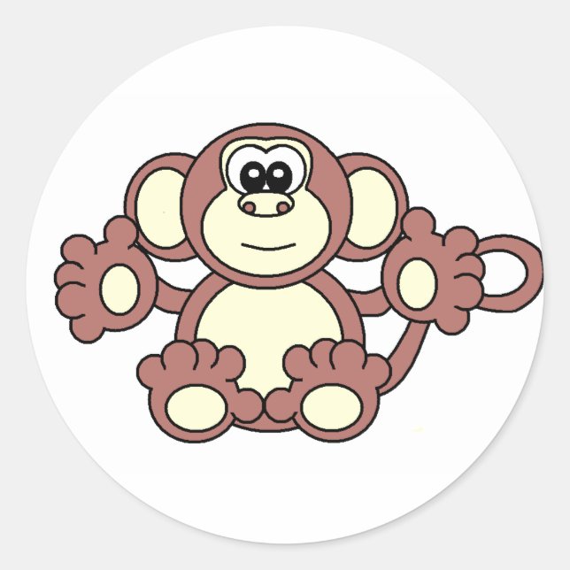 monkey classic round sticker (Front)