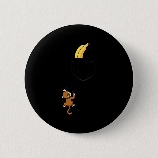 Monkey Climbs For Banana Funny Animal Cket Design  Button (Front)
