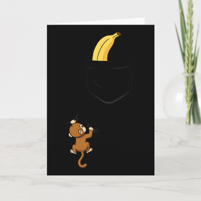 Monkey Climbs For Banana Funny Animal Cket Design  Card (Front)