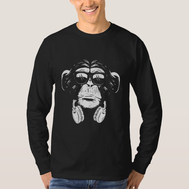 Monkey Cooler Monkey Dj Headphones  Idea Party Mus T-Shirt (Front)