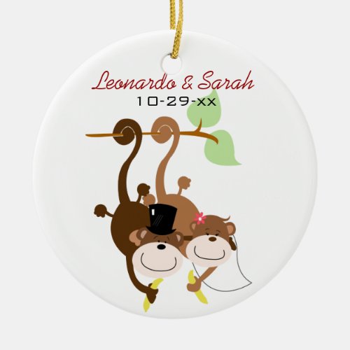 Monkey Couple Circle Custom Ornament