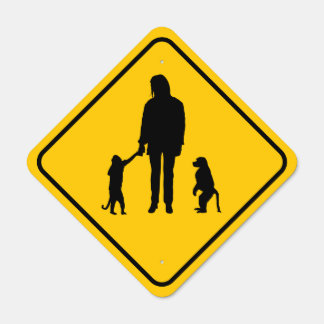 Monkey Crossing Metal Sign