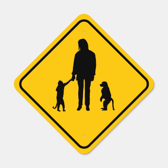 Monkey Crossing Metal Sign (Front)