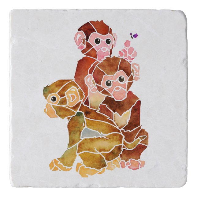 Monkey Cubism Art Trivet (Front)