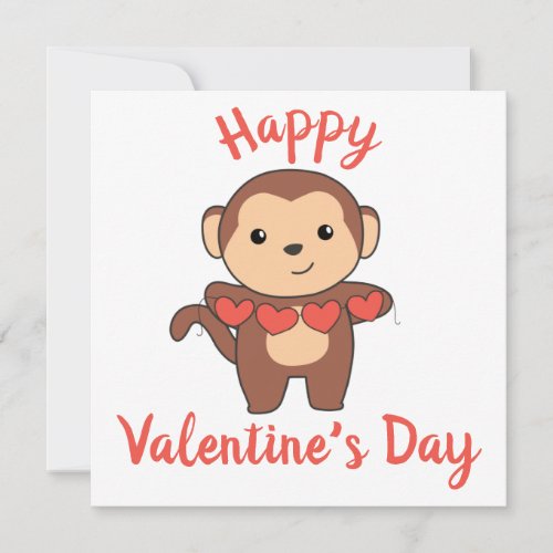 Monkey Cute Animals With Hearts Favorite Animal  Holiday Card