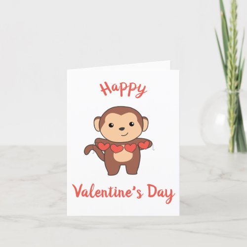 Monkey Cute Animals With Hearts Favorite Animal Holiday Card