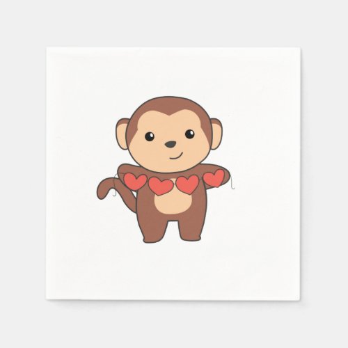Monkey Cute Animals With Hearts Favorite Animal Napkins