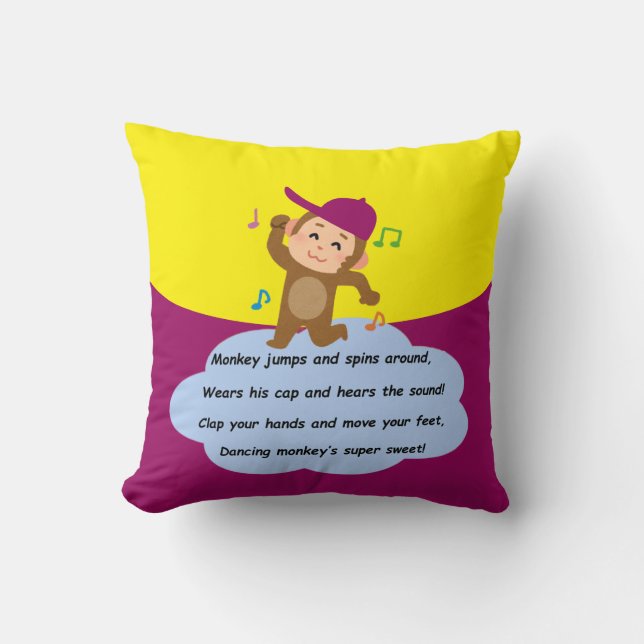 Monkey Dance Throw Pillow (Front)