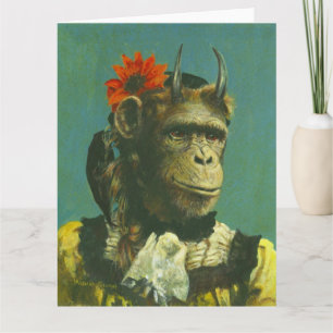 Monkey Demon Large Greetings Card