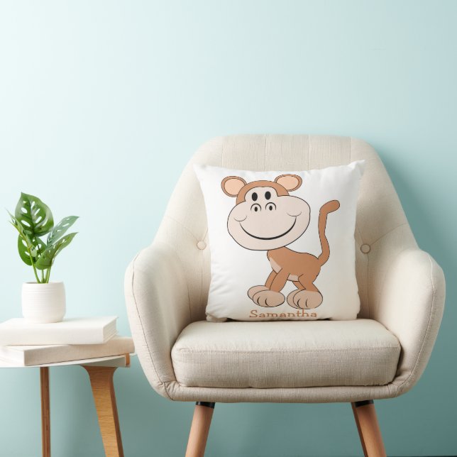 Monkey Design Personalised Throw Pillow (Chair)