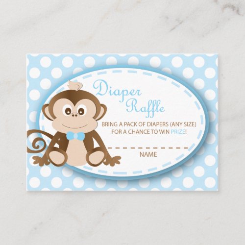 Monkey Diaper Raffle Tickets_Baby Boy Enclosure Card