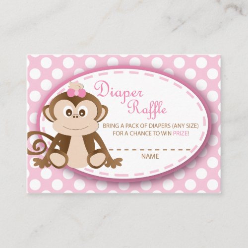 Monkey Diaper Raffle Tickets_Baby Girl Enclosure Card