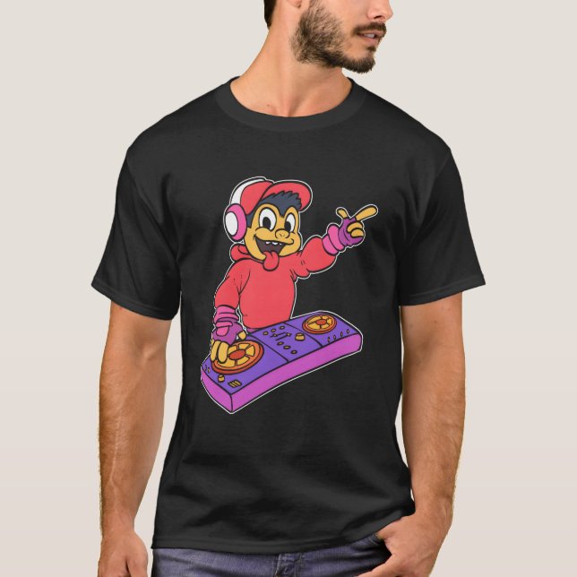Monkey DJ Music Lover Gift retro T-Shirt (Front)