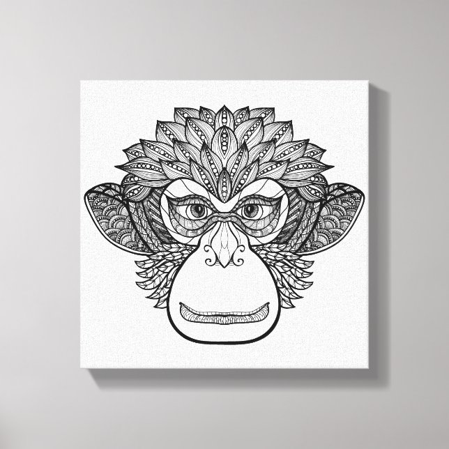 Monkey Doodle Face 6 Canvas Print (Front)