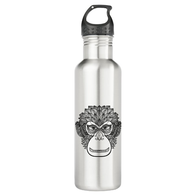 Monkey Doodle Face Stainless Steel Water Bottle (Front)