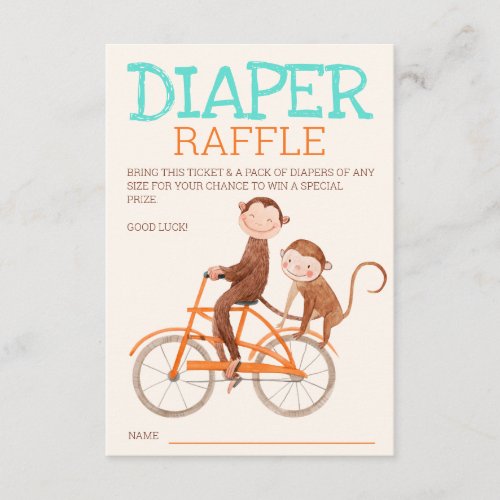 Monkey Double Trouble Twins Baby Shower Diaper Enclosure Card