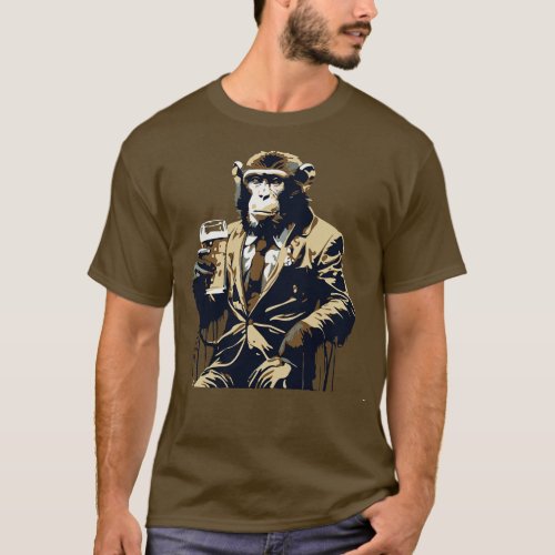 monkey drinks beer T_Shirt