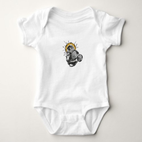 Monkey Dumbbell Baby Bodysuit