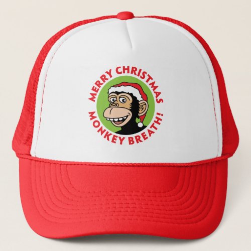 Monkey Elf Christmas Trucker Hat