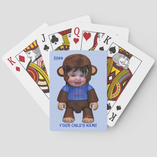 Monkey Face - Boy (Personalized Playing Cards) Poker Cards (Back)